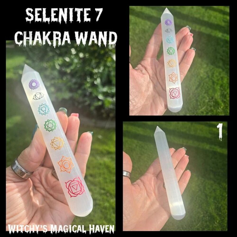 Selenite Crystal 7 Chakra Colorful Massage Wand